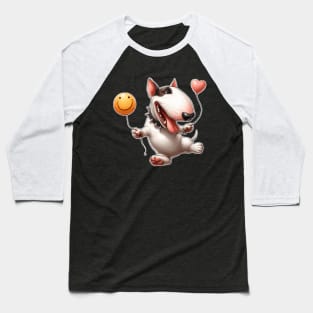 Bull Terrier with balloons Baseball T-Shirt